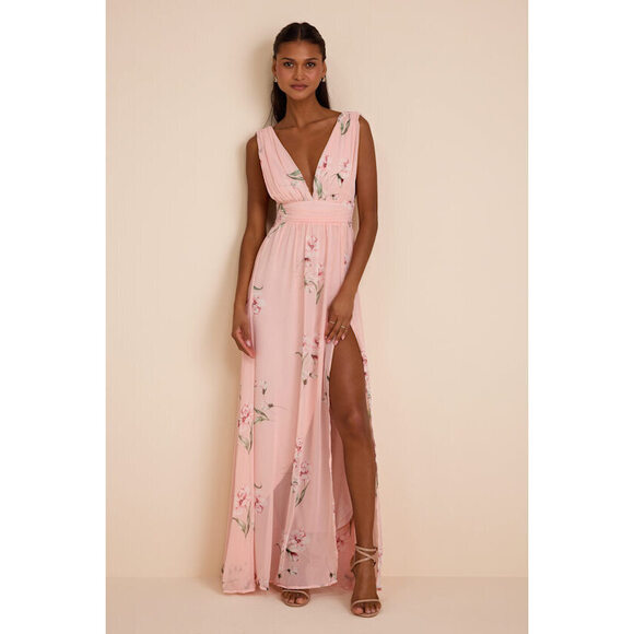 Lulus Dresses & Skirts - Lulus Garden Meandering Light Pink Floral Print Maxi Dress - Size M